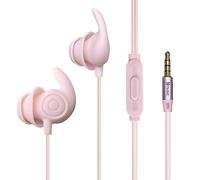 Hmusic Sleep Headphones, 30db Noise Isolation 3.5mm Wired Sleep Earphones, 2g Lightweight, Soft Silicone Flat/Thin Sleeping Earbuds for Side Sleeper, Snoring, Yoga, Relaxation, Meditation (Pink)