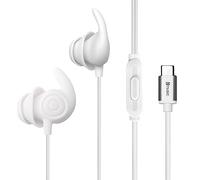 Hmusic Sleep Headphones, 30db Noise Isolation USB C Wired Sleep Earphones, 2g Lightweight Soft Silicone Flat/Thin Sleeping Earbuds for Side Sleeper, Snoring, Yoga, Relaxation, Meditation (White)