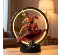 Hmusnwol Dragon-Figurine Lamp Decor-Light Stuff Gifts - Light Up LED Collectible Red Dragon Statue Home Décor 8" H