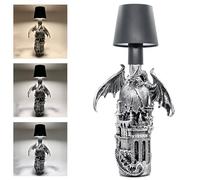 Hmusnwol Dragon Statue Lamp Gothic Decor-Dungeons and Dragons Gifts - Bottle Lamp 5000mAh Battery Operated, 3 Color Stepless Dimming Up for Bedroom/Bookshelf/Desk