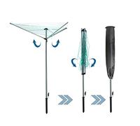HMWD 3/4 Arm Heavy Duty Outdoor Rotary Clothes Airer, 30/40/45M Washing Line With Metal Ground Spike & Water Proof Protective Cover Included - Outdoor Laundry Drying Washing Line (3 Arm-30M)