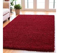HMWD Area Rug Non Slip Shaggy Rugs Living Room Bedroom Carpet Floor Mat, Modern Plain Thick Pile Area Rugs Machine Washable, Hallway Kitchen Rugs And Runners (Red, 120 x 170 cm (Rectangular))
