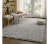 HMWD Area Rug Non Slip Shaggy Rugs Living Room Bedroom Carpet Floor Mat, Modern Plain Thick Pile Area Rugs Machine Washable, Hallway Kitchen Rugs And Runners (Silver, 160 x 230 cm (Rectangular))