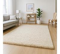 HMWD Light Beige Shaggy Area Rug - 160x230 cm Soft Fluffy Carpet, 5cm Thick Deep Pile for Living Room, Bedroom & Hallway - Anti-Shed Modern Home Decor Floor Mat