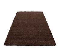 HMWD Modern Chocolate Brown Fluffy Thick Pile Anti Skid Shaggy Area Rug Non-Shed Plain Soft Floor Carpet For Living Room Bedrooms Large Hallway Runner Mat -160x230 cm