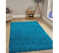 HMWD Modern Large Shaggy Area Rugs 50mm/5cm Thick Fluffy Rugs Living Room Decor Bedroom Decor, Anti-Shed Deep Pile Floor Carpet, Home Decor Shag Hallway Runner Rugs (60x110 cm, Teal Blue)