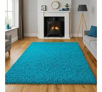 HMWD Modern Large Shaggy Area Rugs 50mm/5cm Thick Fluffy Rugs Living Room Decor Bedroom Decor, Anti-Shed Deep Pile Floor Carpet, Home Decor Shag Hallway Runner Rugs (80x150 cm, Teal Blue)