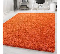 HMWD Modern Orange Plain Large 5 cm High Pile Thick Shaggy Area Rug Anti-Skid/Slip Living Room Bedroom Non-Shedding Floor Carpet Hallway Runner Mat-160x230 cm