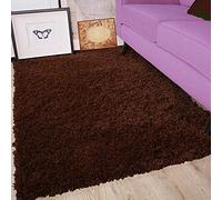 HMWD Modern Rugs Living Room Extra Small Medium Large Rug Small Medium Rectangular Size Soft Touch Fluffy Deep Pile Living Room Area Rugs, 5 cm High Pile Shaggy Rug (Chocolate Brown, 120x170 cm)