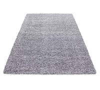 HMWD Modern Silver Grey Fluffy Thick Deep Pile Non-Slip Area Shaggy Rug Non-Shed Plain Super Soft Floor Carpet For Living Room Bedrooms Small Medium Large XL Hallway Runner Mat