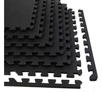 HMWD Plain 60x60 cm Black Interlocking Yoga Floor Mats EVA Foam-Rubber Solid Non Slip Tiles Protection Mats, Exercise, Yoga, Gym Floor Mats - Available In Different Packs (16 Sqft - 4 pcs)