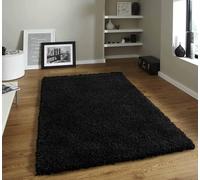 HMWD Shaggy Rugs 50mm/5cm Thick Modern Rugs Living Room Bedroom Decor, Fluffy Anti-Shed Deep Pile Floor Carpet, Home Decor Shag Hallway Runner (Black, 60 x 110 cm (Rectangular))