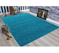 HMWD Shaggy Rugs 50mm/5cm Thick Modern Rugs Living Room Bedroom Decor, Fluffy Anti-Shed Deep Pile Floor Carpet, Home Decor Shag Hallway Runner (Teal Blue, 80 x 150 cm (Rectangular))