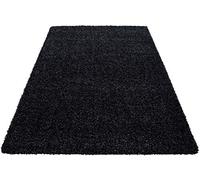 HMWD Thick Pile Fluffy Shaggy Large Area Rug Hallway Runner Non Slip Living Room Bedroom Anti-Shed Floor Carpet- Available in 18 Exquisite Colors (120x170 cm, 160x230 cm) (Black, 160x230 cm)