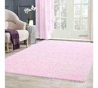 HMWD X Large Small Fluffy Shaggy Large Area Rug Thick Pile Hallway Runner Non Slip Living Room Bedroom Non-Shed Floor Carpet- Available in 6 Exquisite Colors (Baby Pink, 120x170 cm)
