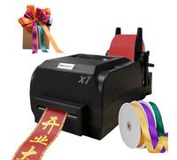 HMWOKPOT Digital Satin Ribbon Printing Machine, DIY Ribbon Printer with Holder Foil Stamping Fabric Label Printing Machine Supports 50+ Languages,Singlerow