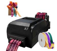 HMWOKPOT Digital Satin Ribbon Printing Machine, DIY Ribbon Printer with Holder Foil Stamping Fabric Label Printing Machine Supports 50+ Languages,Fourrow