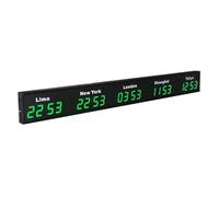 HMWOKPOT LED World Time Clock, 3/4/5 Cities World Time Zones Clock - Digital Multiple Time Zones Clock - 12/24 Hours,Green,5City