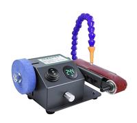 HMWOKPOT Wet Bench Sander with 10 Abrasive Belts, Mini Electric Knife Sharpener 0-13000RPM Speed Adjustment for Grinding Polishing Metal, Wood