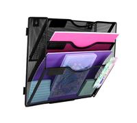 HMXLJJY 3 Tier A4 Mesh Wall File Holder Organiser, Document Holder, Mail Magazine Storage Rack for Office Home, Black