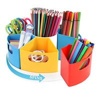 HMXLJJY Rotating Desk Stationary Organiser, 7 Segments, School Supplies Organizer for Kids, Art Supply Organizer for Home Office Classroom, Multicolored (Large)