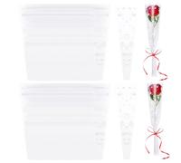 Hmxpls 100 Single Flower Plastic Rose Packaging Bags for Birthday, Wedding, Valentine's Day, Mother's Day Gifts