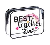 Hmxpls Teach Bag Clear Zipper Pouch, Teacher Survival Kit Bag, Clear Makeup Cosmetic Bag, PVC Waterproof Travel Toiletry Bag Graduation Thanks Gift, Clear, C