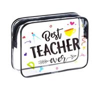Hmxpls Teach Bag Clear Zipper Pouch, Teacher Survival Kit Bag, Clear Makeup Cosmetic Bag, PVC Waterproof Travel Toiletry Bag Graduation Thanks Gift, Clear