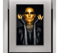 HMXQLW Black Gold Africa Woman Wall Pictures Abstract African Women Pictures Art Prints Living Room Decoration Canvas Pictures Posters and Prints Wall Art Bedroom Frameless (65 x 130 cm, A)