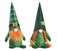 HMYCL 2 Pack St Patricks Day Gnomes Plush Doll Decor, Irish Green Leprechaun Lucky Clover Shamrocks Dwarf Figurine Mr & Mrs Elderly Couple Ornaments for Home Table Party Decorations
