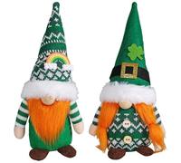 HMYCL 2 Pack St Patrick's Day Lucky Trefoil Gnome Decoration, Irish Leprechaun Tomte Faceless Doll Green Clover Gnome, Scandinavian Spring March Elf Dwarf Home Ornaments for Saint Paddy's Day