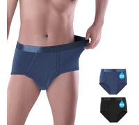 HMYD Men's Washable Incontinence Pants Plus Size | Leakproof Incontinence Protecitve Underwear Reusable | Urinary Bladder Leak Drip Fast & High Absorbency 80ml Boxer Briefs Shorts (Black/Blue, XXL)