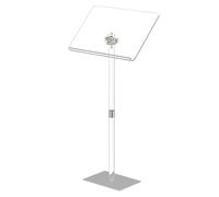 HMYHUM Acrylic Podium Stand, Angle Adjustable, Modern Lecterns & Pulpits for Classroom, Concert, Church, Speech, Easy Assembly, Metal Base, 23.6" L x 15.7" W x 42.3" H, Clear