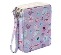 HMZSP 72 Slots Soft Quilted Pencil Case With Zipper Colored Pencils,Watercolor Pens for Teen Girls and Adult,Butterfly Purple
