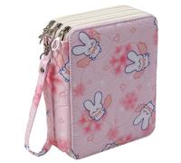 HMZSP 72 Slots Soft Quilted Pencil Case With Zipper Colored Pencils,Watercolor Pens for Teen Girls and Adult,Rabbit Pink