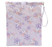 HMZSP Soft Quilted Book Cover Bag with Shoulder Strap, Multiple Pockets for Convenient Storage Washable Fabric Book Bag Padded Protector Pouch for Paperbacks for Book Lovers, Rabbit Purple, Large