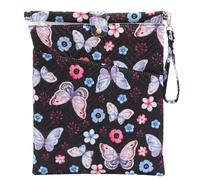 HMZSP Soft Quilted Book Cover Bag with Shoulder Strap, Multiple Pockets for Convenient Storage Washable Fabric Book Bag Padded Protector Pouch for Paperbacks for Book Lovers, Butterfly Black, Large