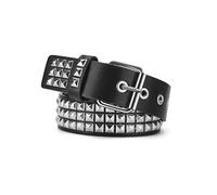 HMZT Black Belts for Women Men Studded Belt Y2K Emo Gothic Grunge 80S PU Leather Accessories for Jeans, Silver Rivet, XL fits Waist 42-46’’