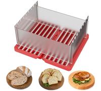 HMZXSY 304 Stainless Steel Bread Meat Slicer, Foldable Food Slicer, Up to 11.7’’ Width Cutting Guide with Crumb Tray, Adjustable Thickness and Width, for Breads, Sourdough, Meats, Deli, Red