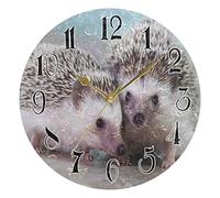 HMZXZ 9.5 Inch Wall Clock Animal Cute Hedgehog Lovers Silent Non Ticking Round Clock for Home Living Room Kitchen Office School Decor