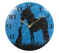HMZXZ 9.5 Inch Wall Clock Animal Horse Dog Sun Silent Non Ticking Round Clock for Home Living Room Kitchen Office School Decor