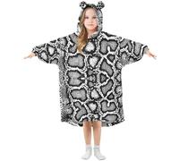 HMZXZ Animal Snake Skin Kids Wearable Blanket Hoodie Oversized Sweatshirt Blanket Pullover Snake Print for 3-14 Year Boys Girls Multi