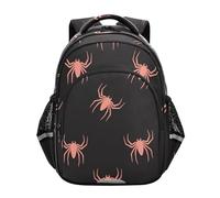 HMZXZ Backpack for Kids Elementary School Bag Boys Girls Halloween Pink Spiders Bookbag Travel Backpack Daypack Work Black