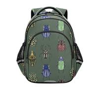 HMZXZ Backpack for Kids Elementary School Bag Boys Girls Insects Bugs Pattern Bookbag Travel Backpack Daypack Work Green
