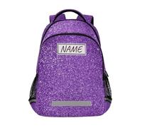 HMZXZ Custom Glitter Purple Backpack School Book Bag for Teen Boy Girl Kids Personalized Marbling Daypack Rucksack Customization for Travel Camping Gym Hiking