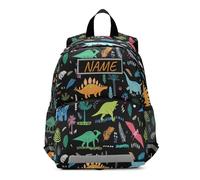 HMZXZ Custom Kids Name Backpack for Toddlers,Funny Dinosaurs Bookbag for Boys Girls 3-6 Years,Personalized Palm Leaves Black Kindergarten Preschool Backpack Daypack