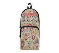 HMZXZ Custom Pencil Case Abstract Circles Color,Pencil Pouch for Girls Boys Kids, Personalised Ethnic Pen and Pencil Stationery Organizer Bag for School