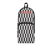 HMZXZ Custom Pencil Case Black White Checkered Pattern,Pencil Pouch for Girls Boys Kids, Personalised Grid Plaid Pen and Pencil Stationery Organizer Bag for School