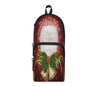 HMZXZ Custom Pencil Case Christmas Tree Bell,Pencil Pouch for Girls Boys Kids, Personalised Xmas Gift Pen and Pencil Stationery Organizer Bag for School