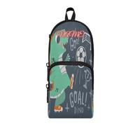 HMZXZ Custom Pencil Case Cute Little Dinosaur Plays,Pencil Pouch for Girls Boys Kids, Personalised Soccer Animal Pen and Pencil Stationery Organizer Bag for School